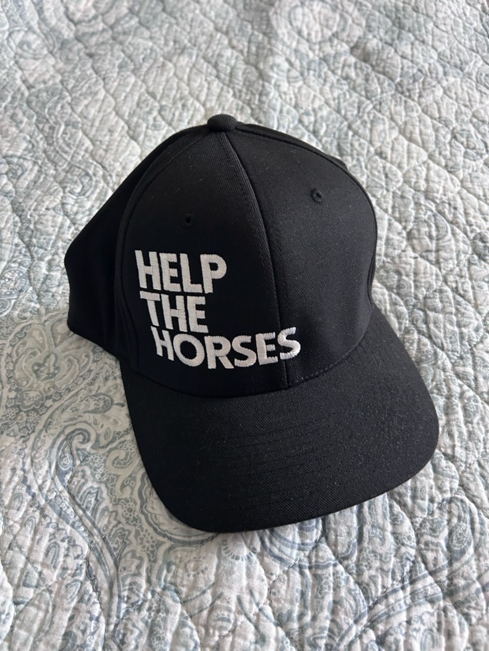 Black 'HELP THE HORSES' Embroidered Baseball Cap